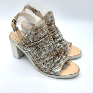 Naughty Monkey Metalliac Leather Block Heel Shoe Size 8.5M.